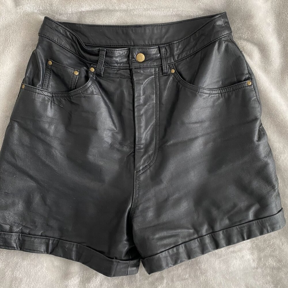 Chic Black Leather Shorts (jean style)